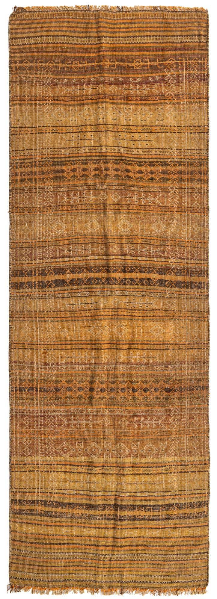 3' 4 x 9' 7 Hand Woven Kilim Fars Wool Runner Rug