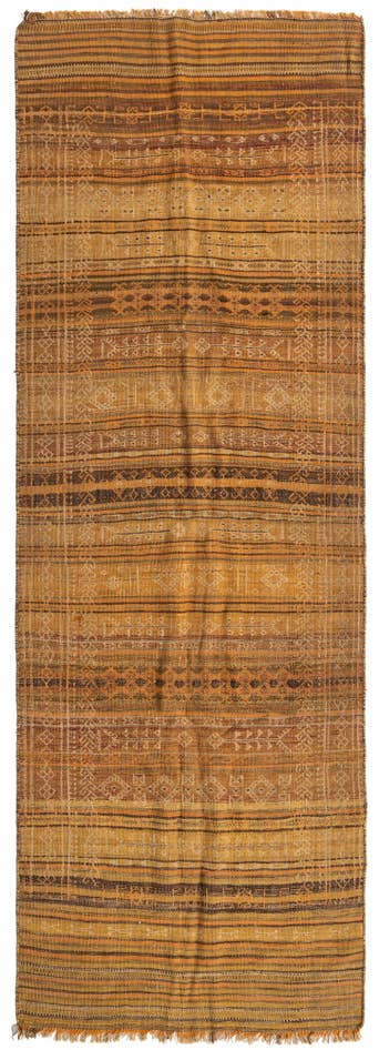 Detail image of 3' 4 x 9' 7 Hand Woven Kilim Fars Wool Runner Rug