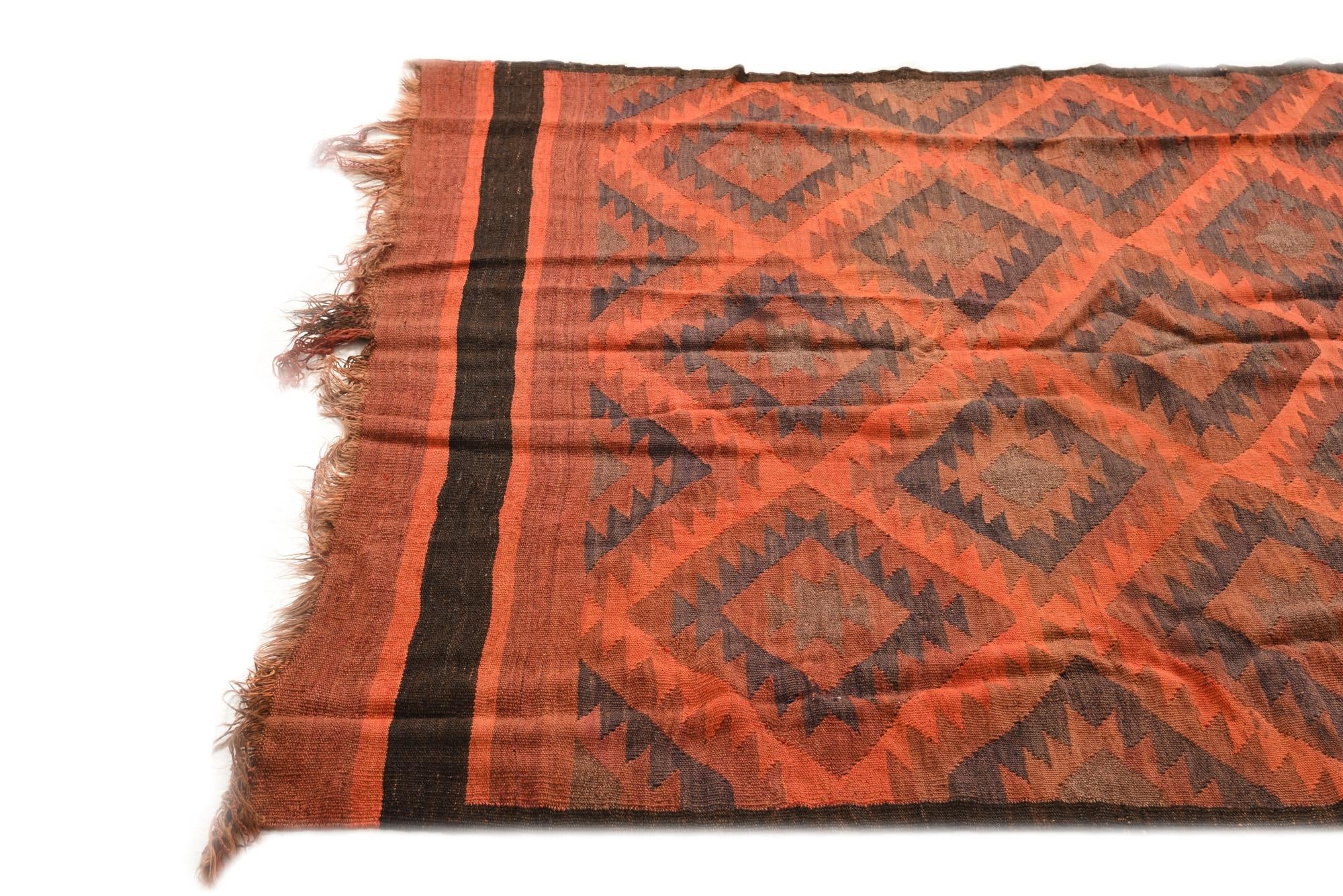 4' 7 x 13' 5 Hand Woven Kilim Fars Wool Runner Rug