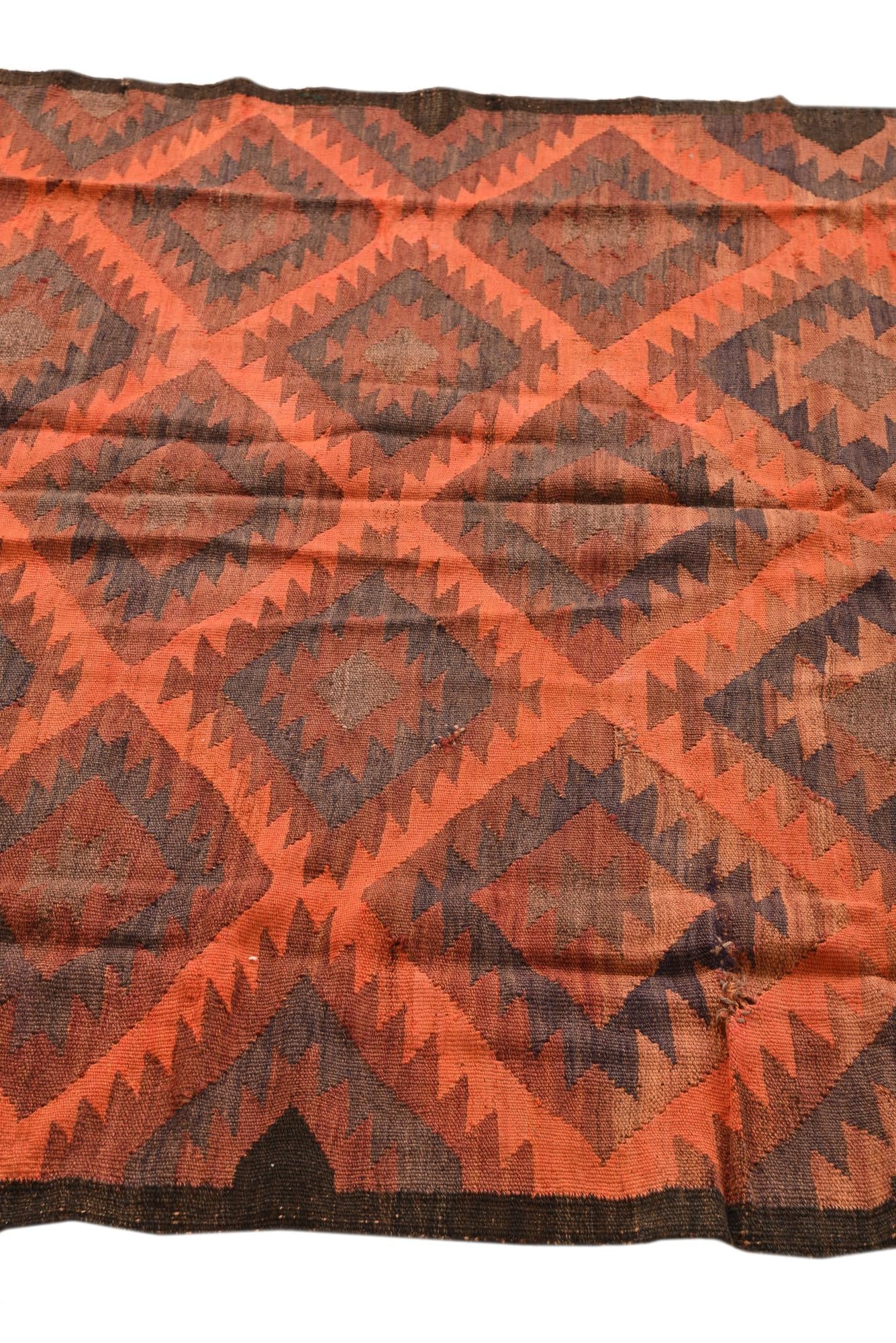 4' 7 x 13' 5 Hand Woven Kilim Fars Wool Runner Rug