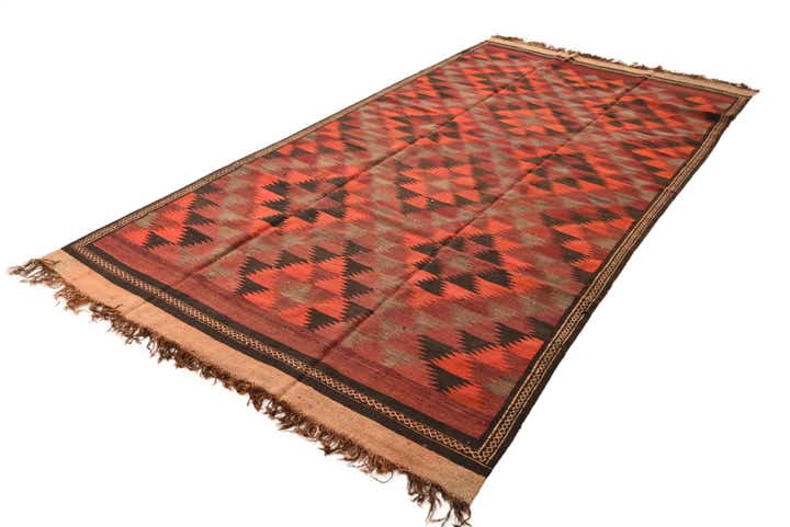 6' 1 x 12' Hand Woven Kilim Fars Wool Runner Rug