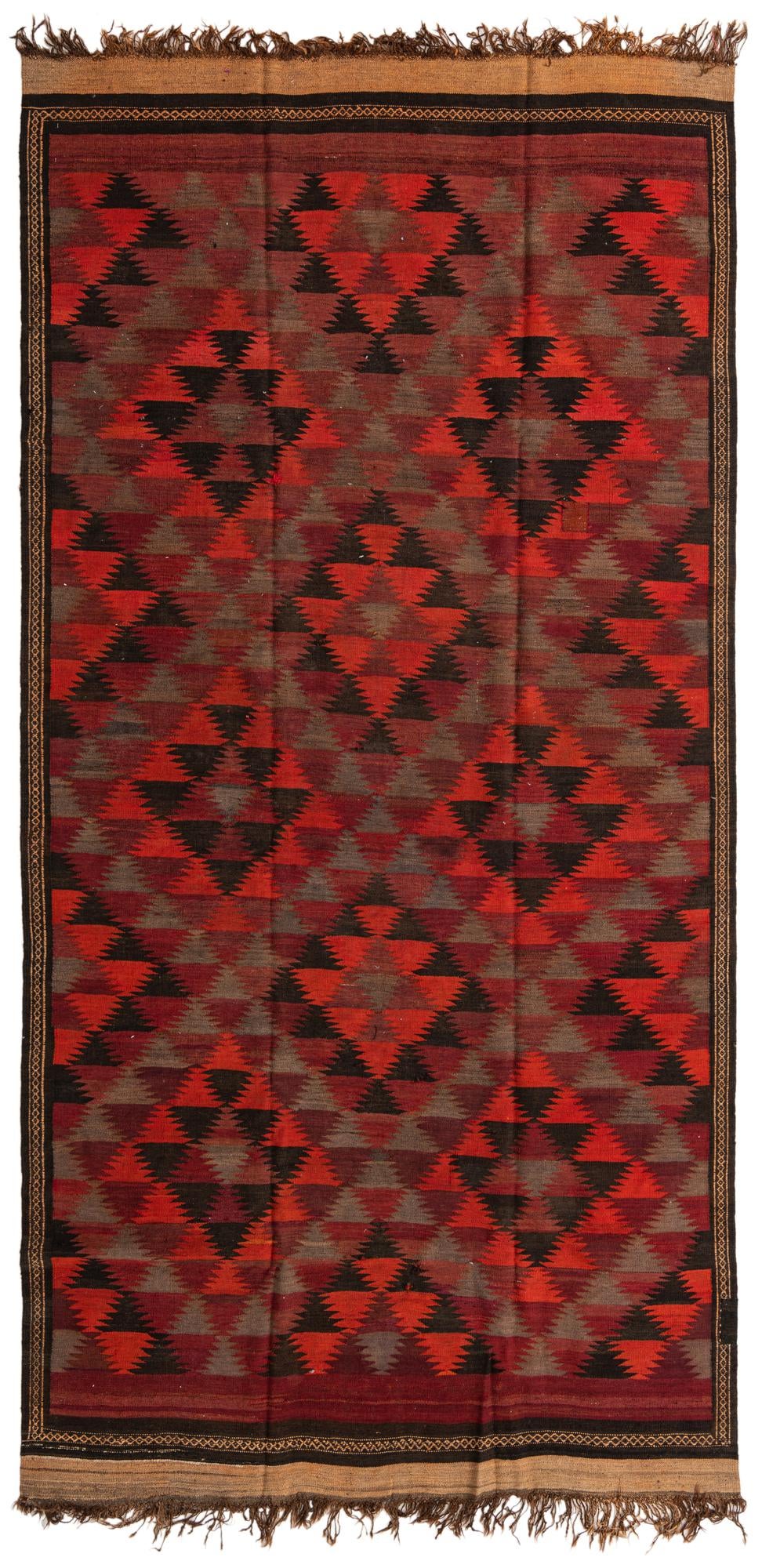 6' 1 x 12' Hand Woven Kilim Fars Wool Runner Rug