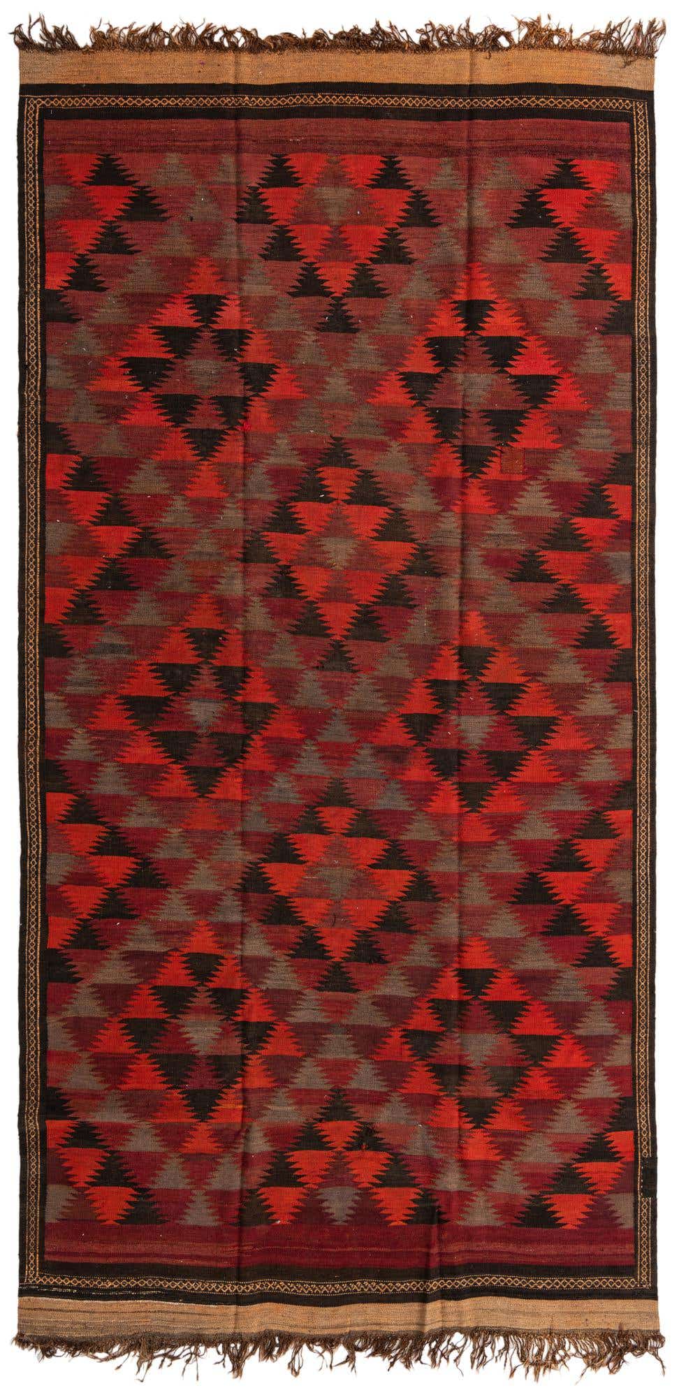 6' 1 x 12' Hand Woven Kilim Fars Wool Runner Rug