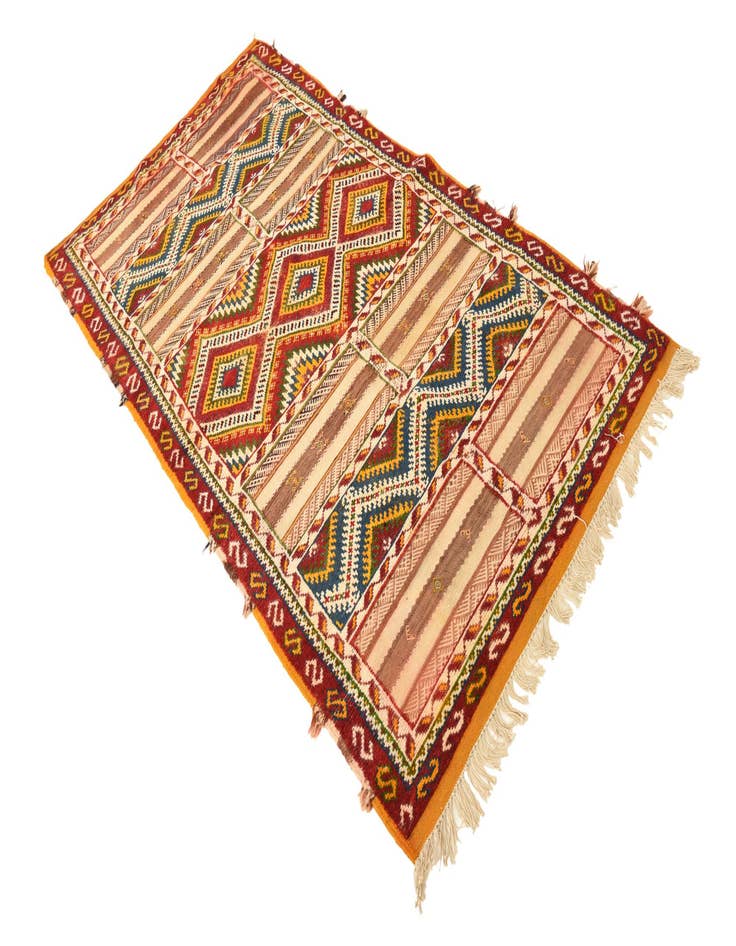 Detail image of 3' 8 x 7' Hand Woven Kilim Fars Wool Runner Rug