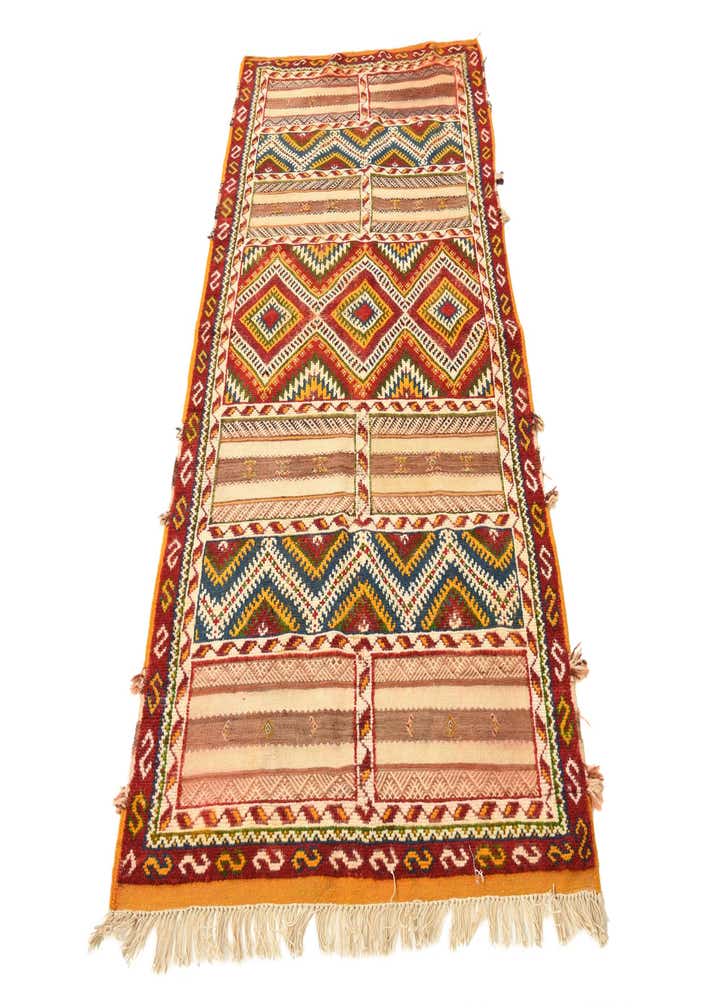 3' 8 x 7' Hand Woven Kilim Fars Wool Runner Rug
