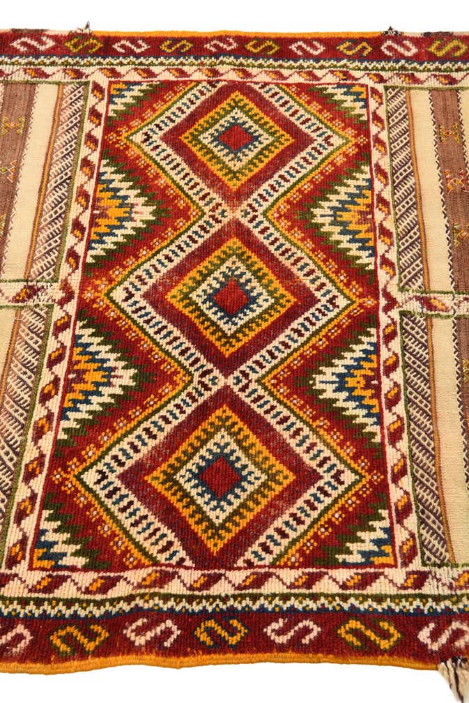 3' 8 x 7' Hand Woven Kilim Fars Wool Runner Rug