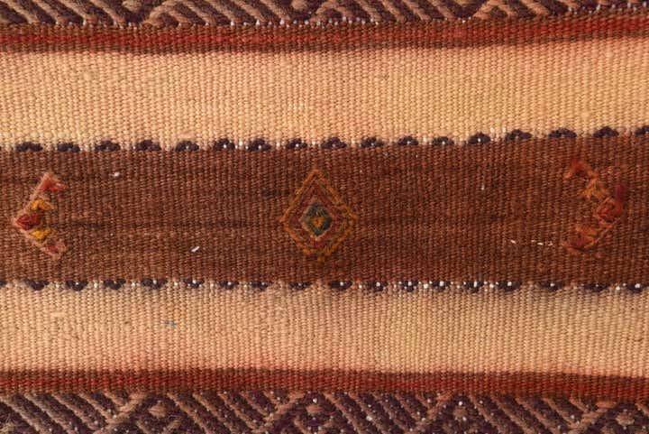 3' 8 x 7' Hand Woven Kilim Fars Wool Runner Rug