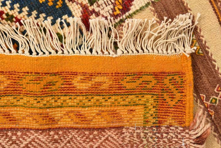 3' 8 x 7' Hand Woven Kilim Fars Wool Runner Rug