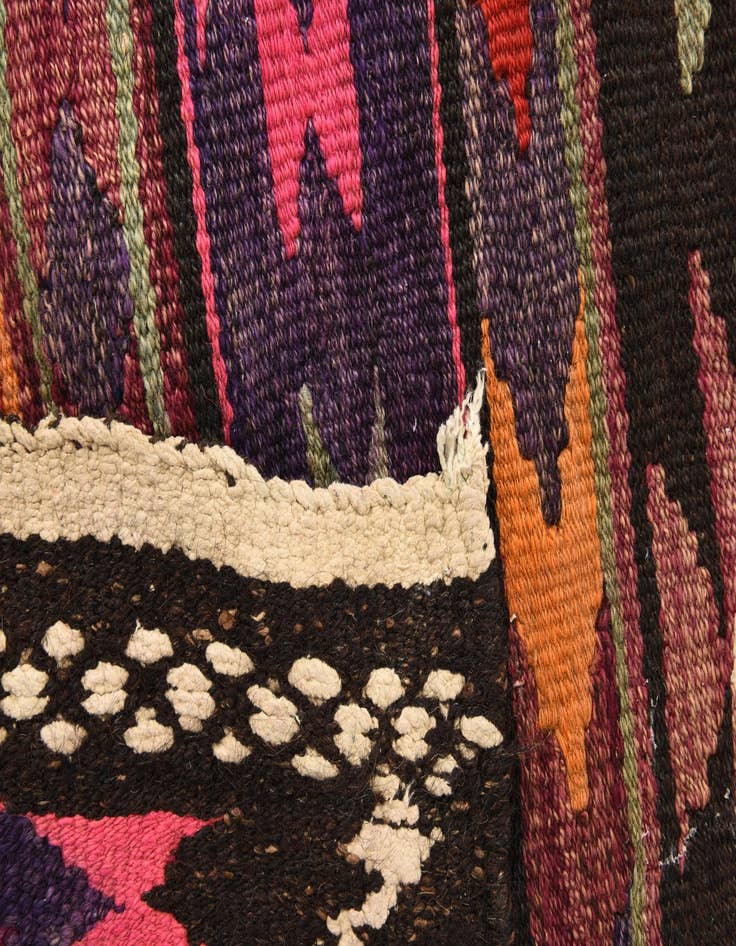 Detail image of 4' 2 x 8'  Hand Woven Kilim Fars Wool Runner Rug