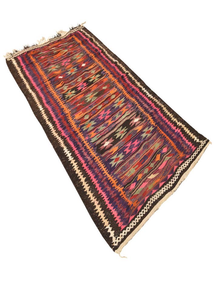 Detail image of 4' 2 x 8'  Hand Woven Kilim Fars Wool Runner Rug