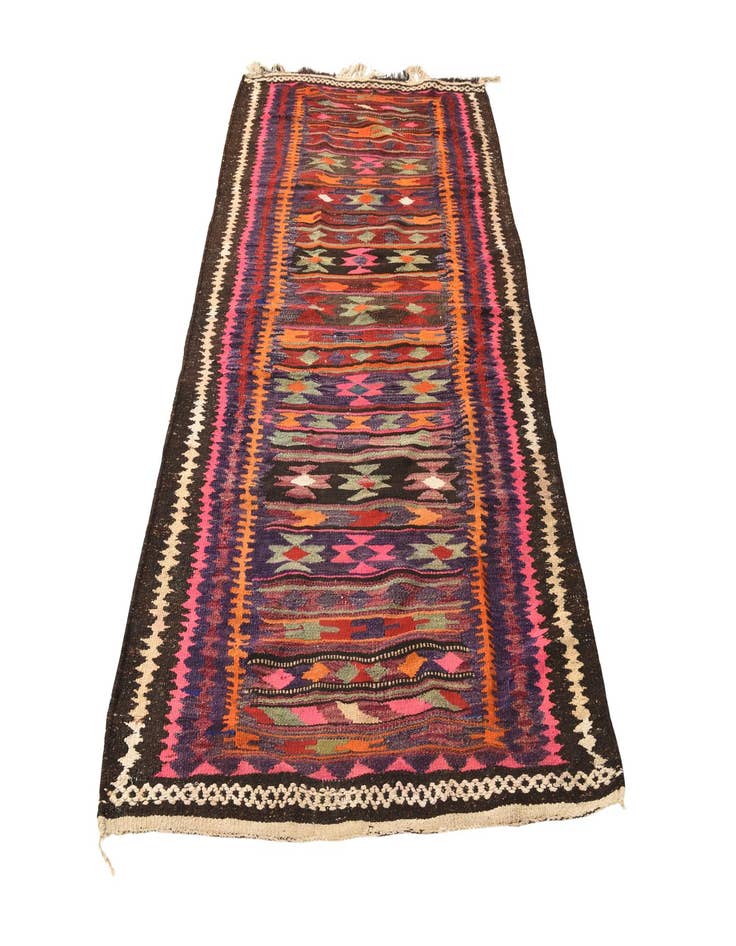 Detail image of 4' 2 x 8'  Hand Woven Kilim Fars Wool Runner Rug