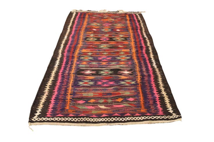 Detail image of 4' 2 x 8' Hand Woven Kilim Fars Wool Runner Rug