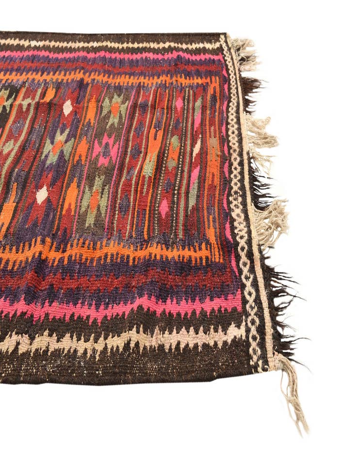 Detail image of 4' 2 x 8'  Hand Woven Kilim Fars Wool Runner Rug