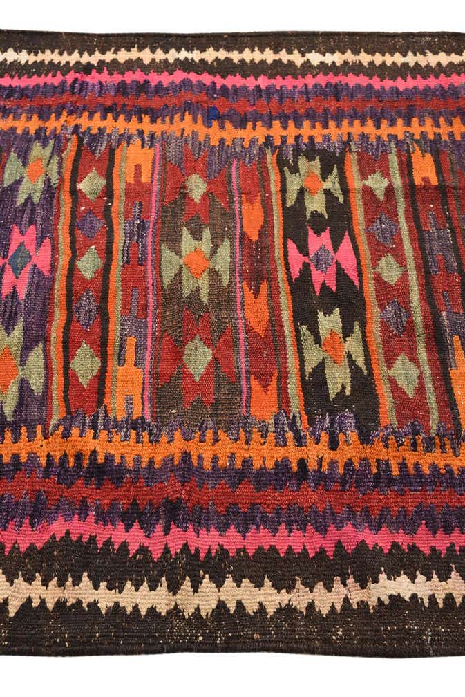 4' 2 x 8' Hand Woven Kilim Fars Wool Runner Rug