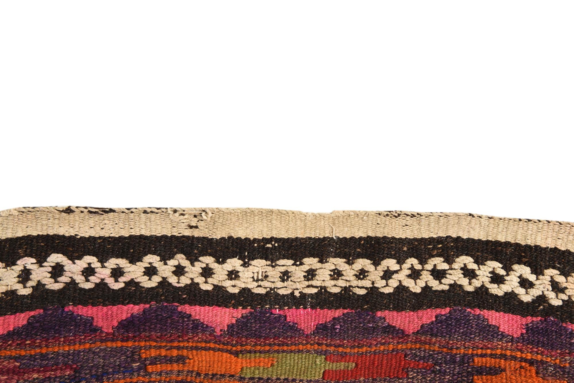 4' 2 x 8' Hand Woven Kilim Fars Wool Runner Rug
