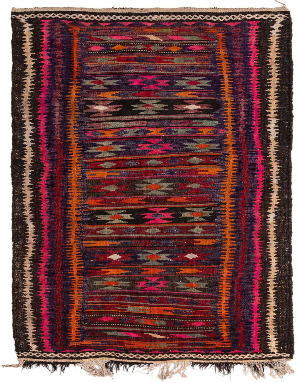 4' 2 x 8' Hand Woven Kilim Fars Wool Runner Rug