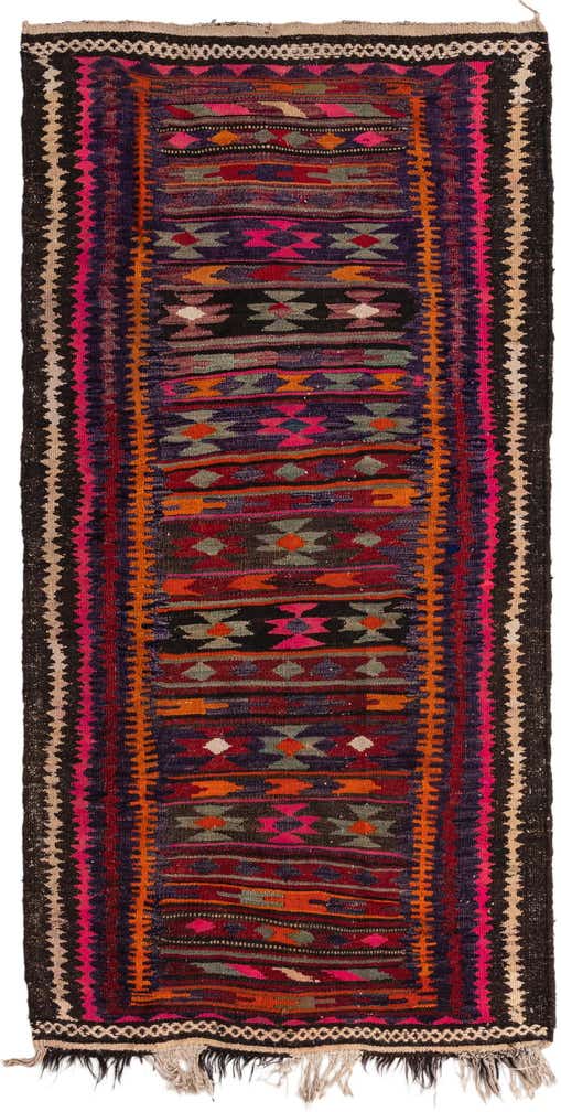 4' 2 x 8' Hand Woven Kilim Fars Wool Runner Rug