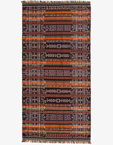 4' 5 x 9' 2 Hand Woven Kilim Fars Wool Runner Rug