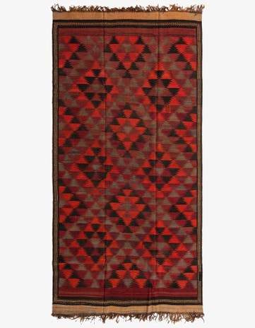6' 1 x 12' Hand Woven Kilim Fars Wool Runner Rug