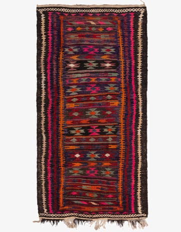 4' 2 x 8' Hand Woven Kilim Fars Wool Runner Rug