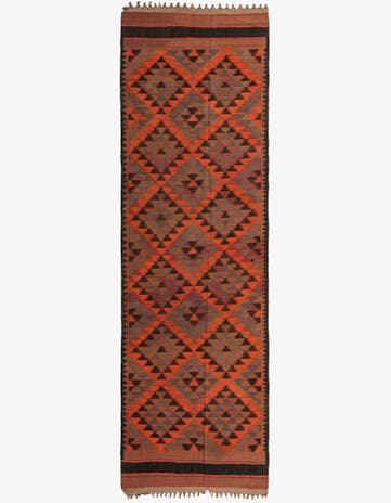 4' 8 x 14' 7 Hand Woven Kilim Fars Wool Runner Rug