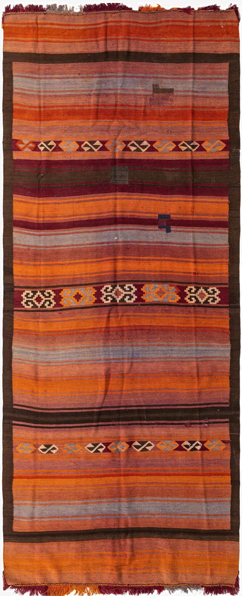 4' 9 x 12'  Hand Woven Kilim Fars Wool Runner Rug