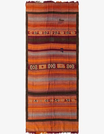 4' 9 x 12' Hand Woven Kilim Fars Wool Runner Rug