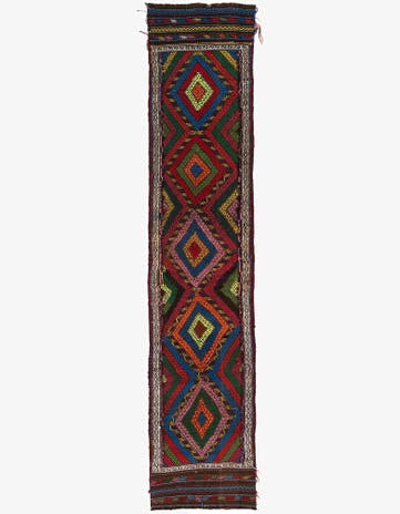 2' 2 x 9' 9 Hand Woven Kilim Fars Wool Runner Rug