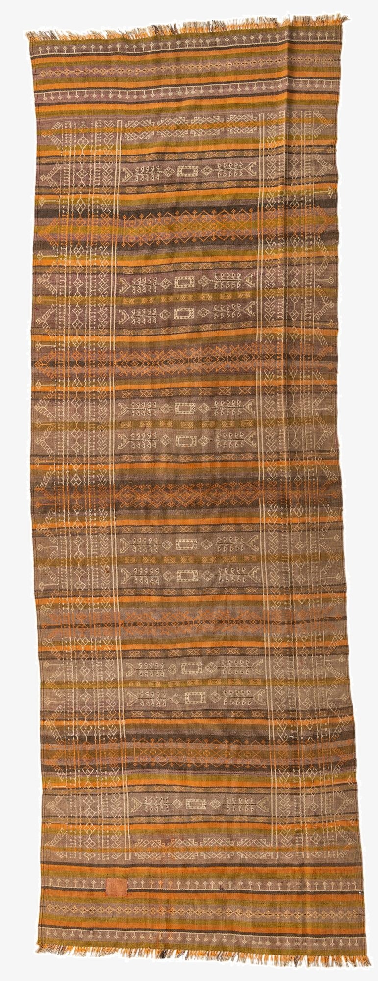 4' 1 x 12' 1  Hand Woven Kilim Fars Wool Runner Rug