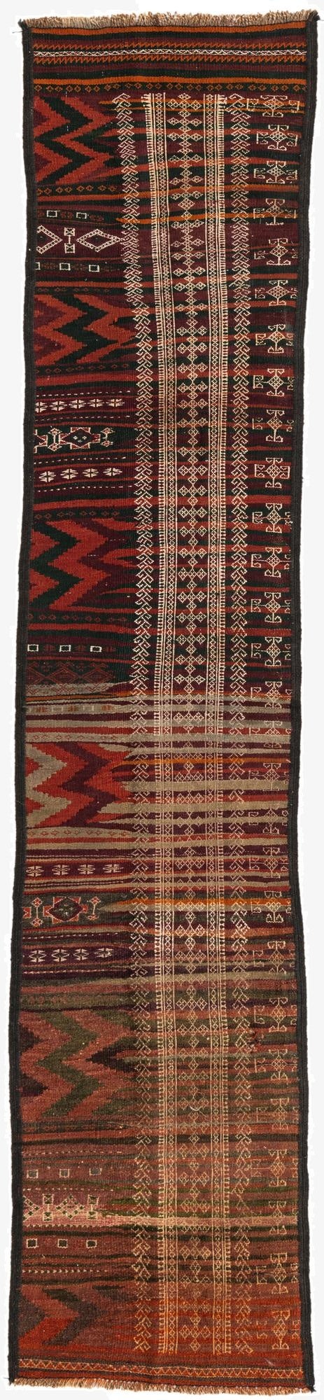 2' x 9' 9  Hand Knotted Kilim Fars Persian Wool Runner Rug