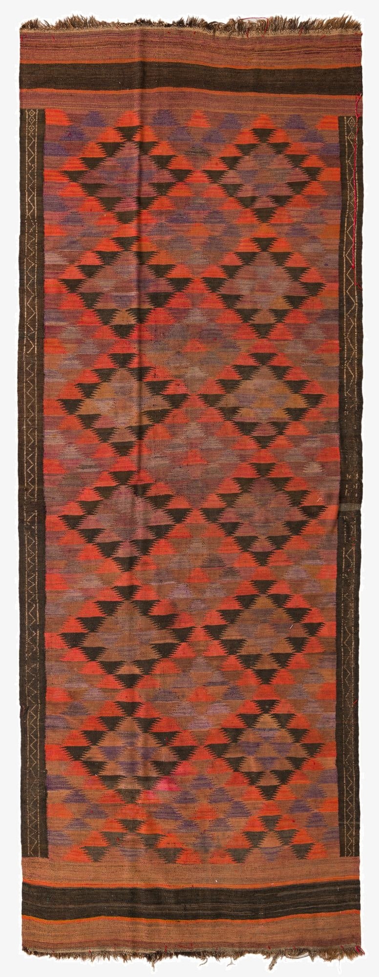 4' 5 x 11' 9  Hand Woven Kilim Fars Wool Runner Rug
