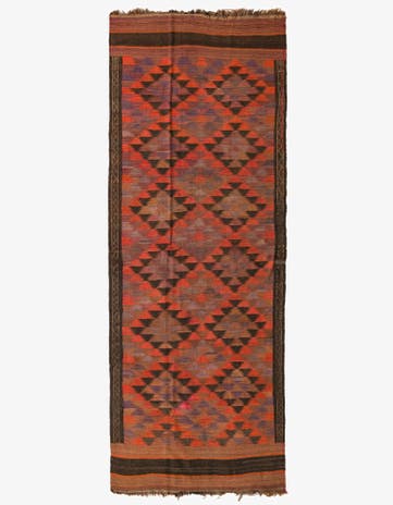 4' 5 x 11' 9 Hand Woven Kilim Fars Wool Runner Rug