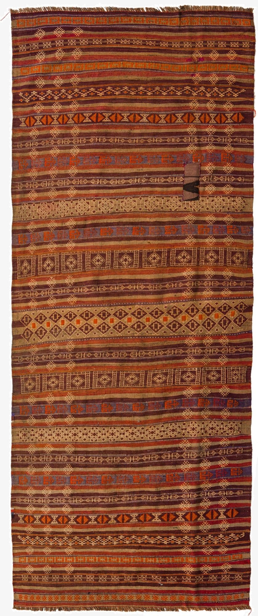 3' 7 x 10' 9  Hand Woven Kilim Fars Wool Runner Rug