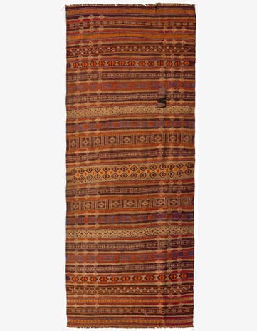 3' 7 x 10' 9 Hand Woven Kilim Fars Wool Runner Rug
