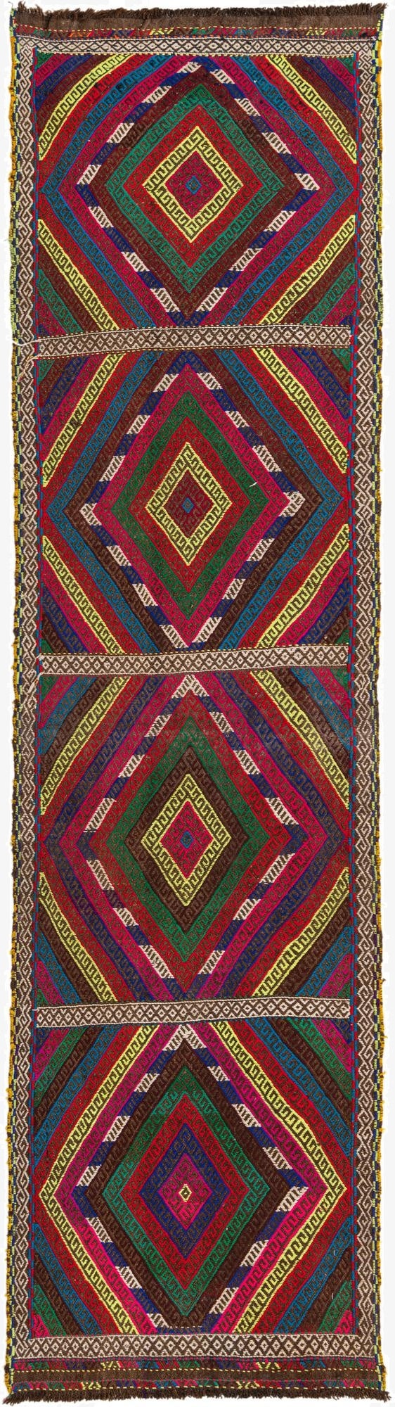 2' 2 x 8' 7  Hand Woven Kilim Fars Wool Runner Rug