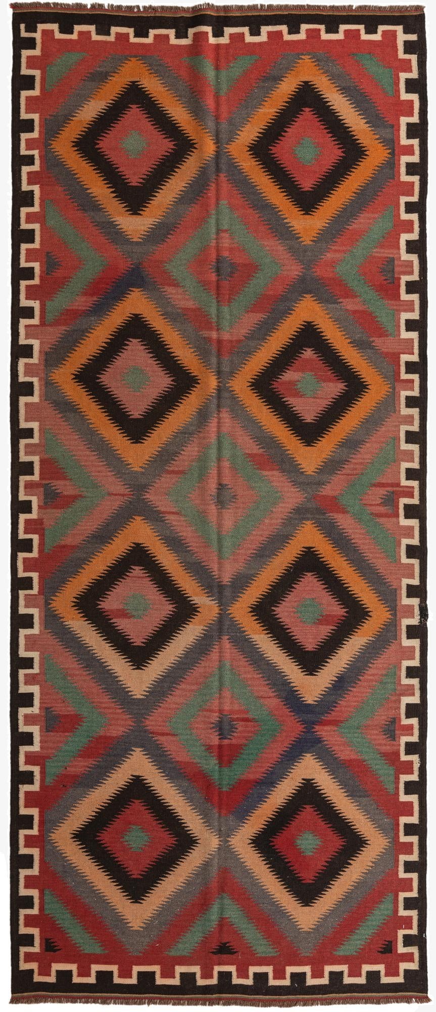 157cm x 370cm  Hand Woven Kilim Fars Wool Runner Rug