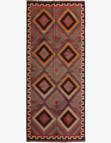 5' 2 x 12' 2 Hand Woven Kilim Fars Wool Runner Rug