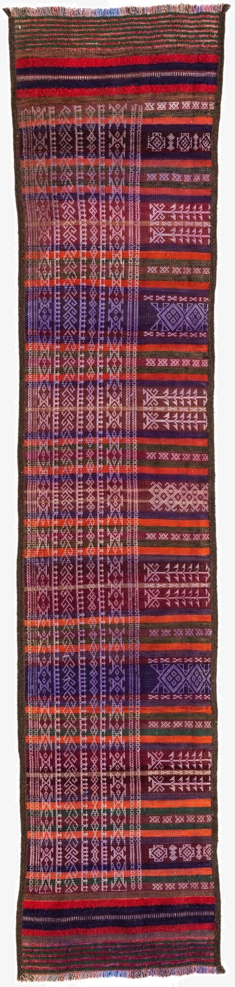 2' 1 x 10' 2  Hand Knotted Kilim Fars Persian Wool Runner Rug