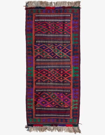 4' 1 x 9' 4 Hand Woven Kilim Fars Wool Runner Rug