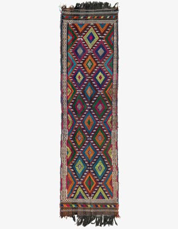 2' 1 x 8' Hand Woven Kilim Fars Wool Runner Rug