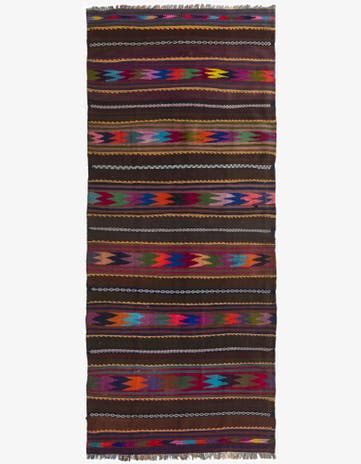 4' 3 x 10' 7 Hand Woven Kilim Fars Wool Runner Rug