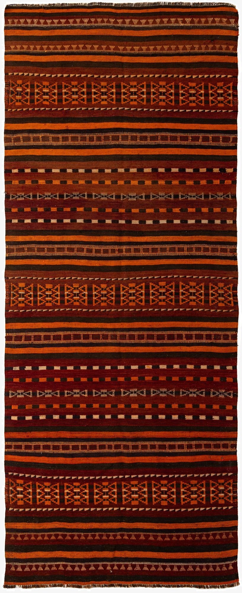 4' 2 x 10' 7  Hand Woven Kilim Fars Wool Runner Rug