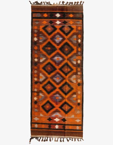 4' x 10' 8 Hand Woven Kilim Fars Wool Runner Rug