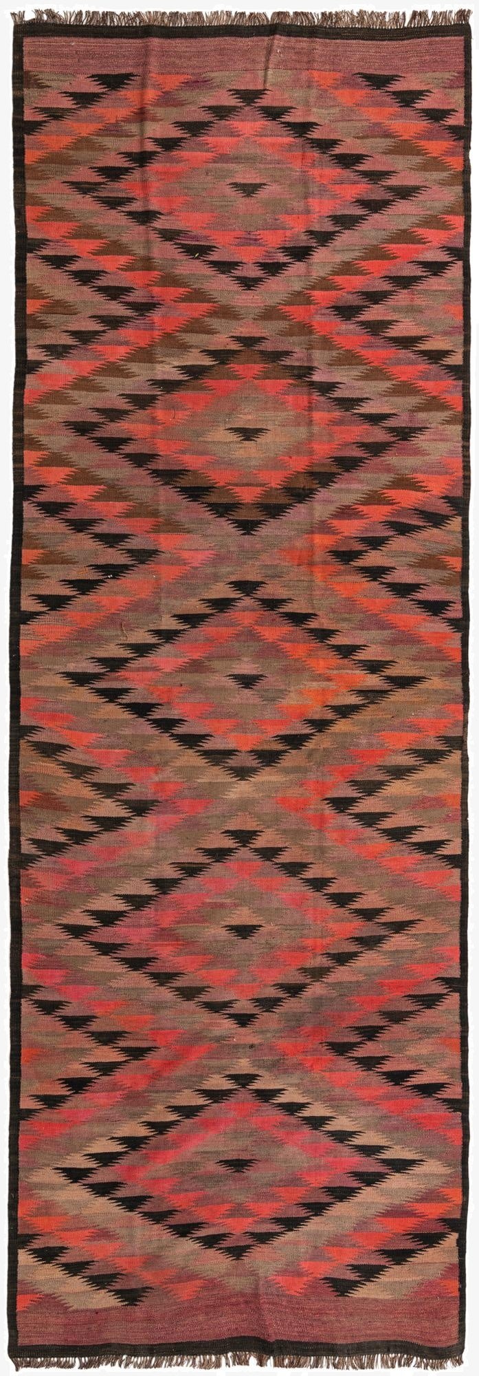 4' 8 x 13' 7  Hand Woven Kilim Fars Wool Runner Rug