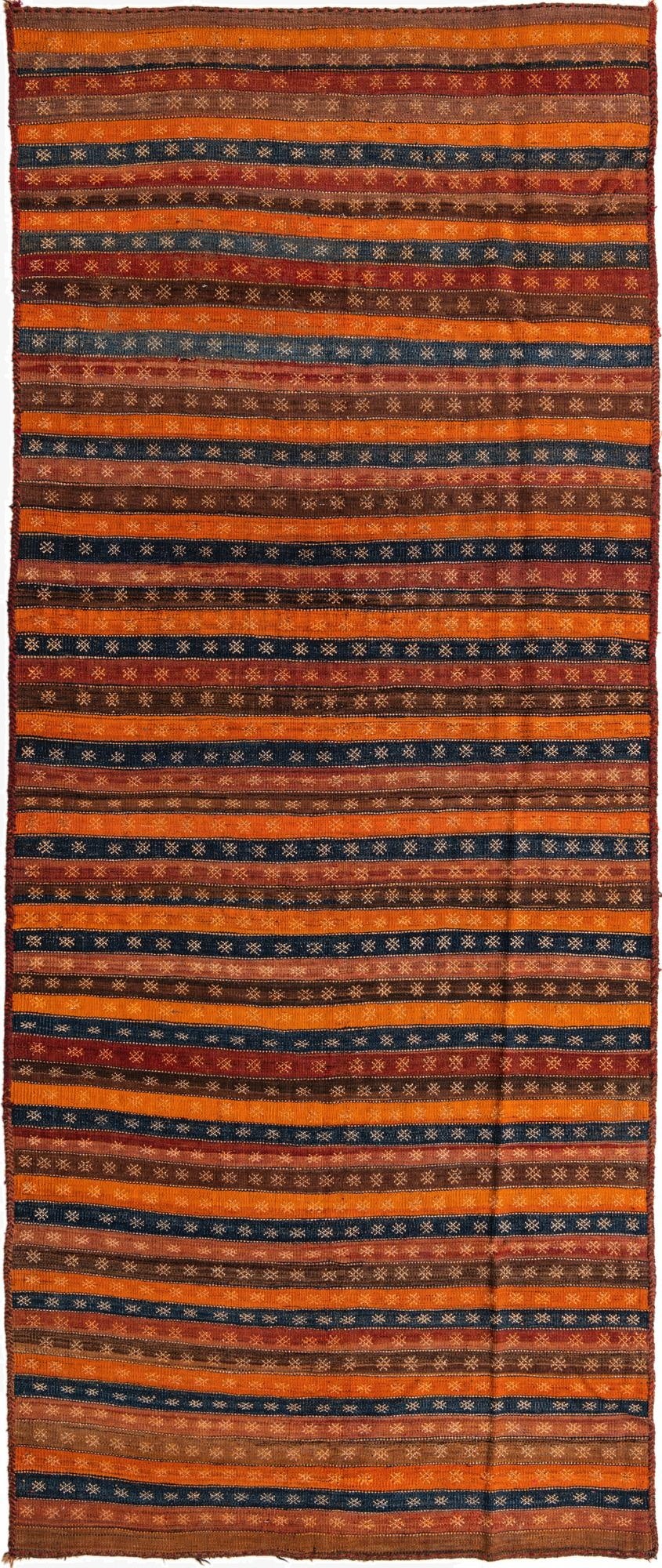 4' 8 x 12' 2  Hand Woven Kilim Fars Wool Runner Rug