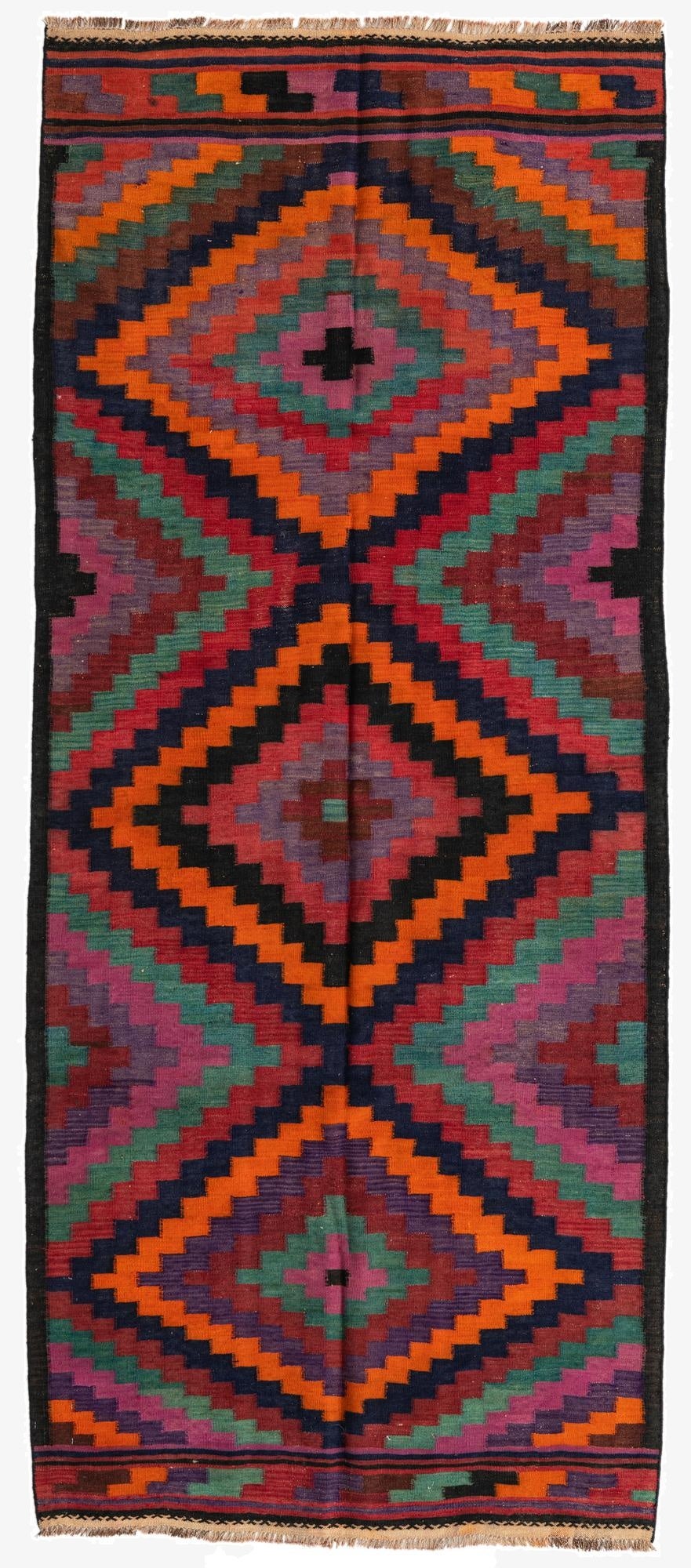 4' 3 x 10'  Hand Woven kilim Fars Wool Runner Rug