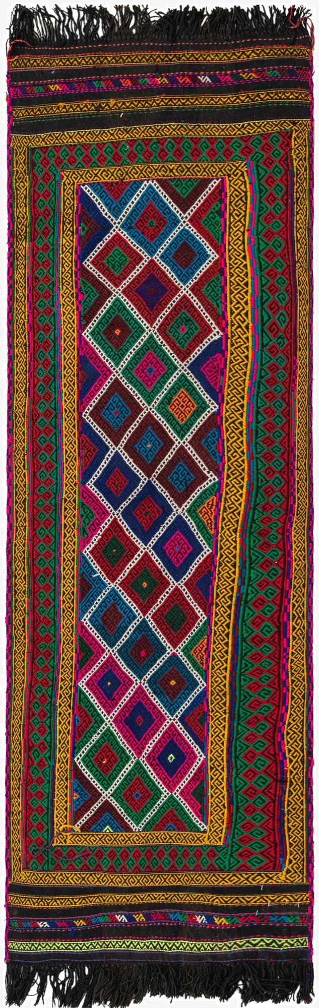 2' 4 x 8'  Hand Woven Kilim Fars Wool Runner Rug