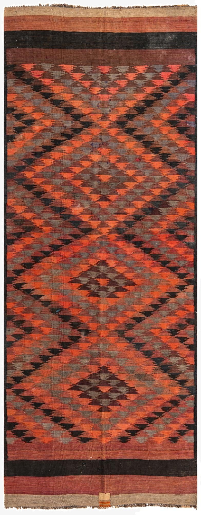 4' 6 x 11' 6  Hand Woven Kilim Fars Wool Runner Rug