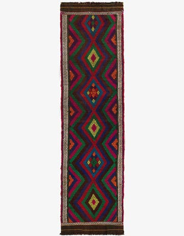 2' 4 x 8' 10 Hand Woven Kilim Fars Wool Runner Rug