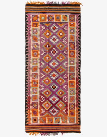 4' 4 x 11' 2 Hand Woven Kilim Fars Wool Runner Rug